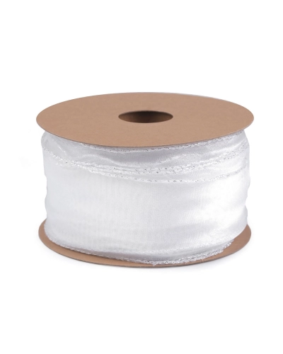 Panglica din organza cu luciu sidefat si lurex latime 50 mm - 22.5 m | Mimib