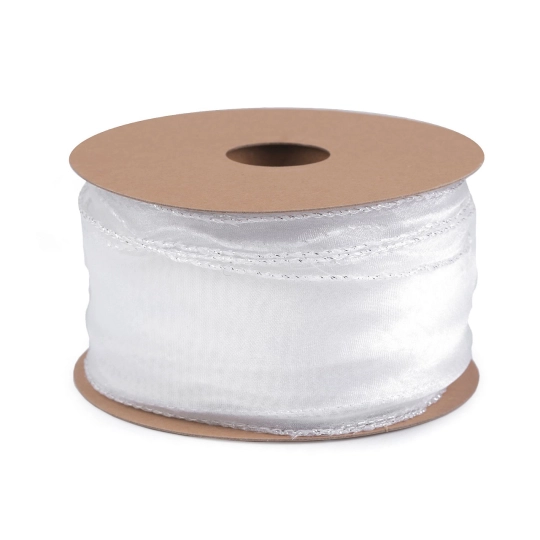 Panglica din organza cu luciu sidefat si lurex latime 50 mm - 22.5 m | Mimib