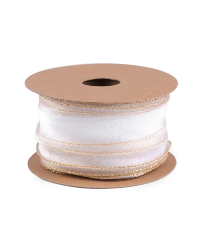 Panglica din organza cu luciu sidefat si lurex latime 50 mm - 22.5 m | Mimib