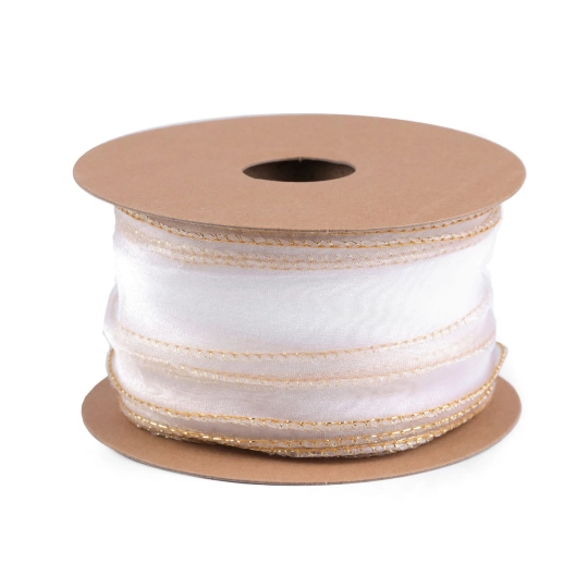 Panglica din organza cu luciu sidefat si lurex latime 50 mm - 22.5 m | Mimib
