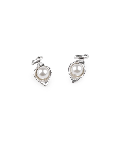 Kovový prívesok / ťaháčik na zips kvet s perlou 3D 9x18 mm - 5 ks