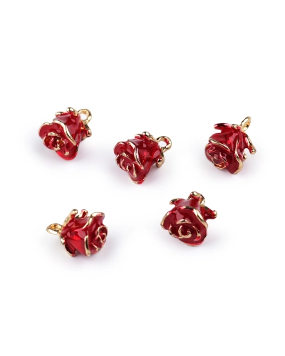 Pandantiv floare trandafir 3D 11x14 mm - 5 buc. | Mimib