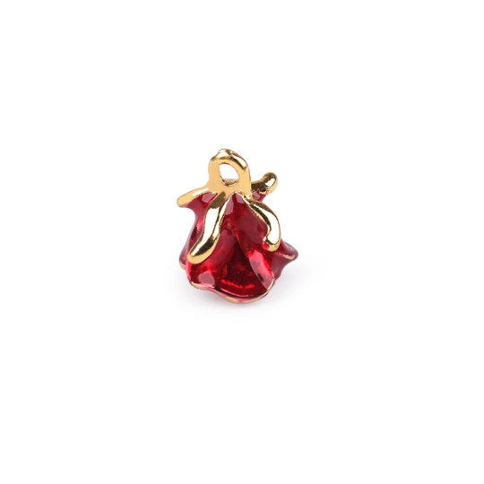 Pandantiv floare trandafir 3D 11x14 mm - 5 buc. | Mimib