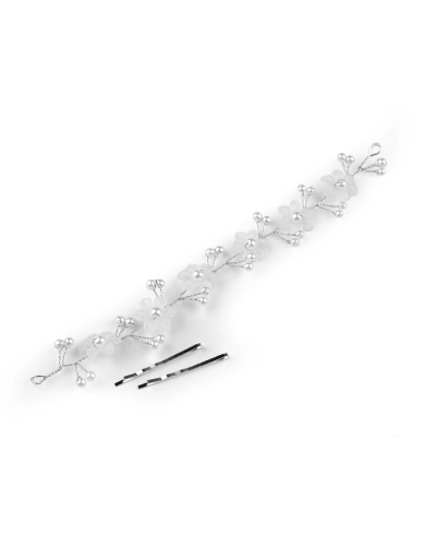 Ornament de par flori cu perle - 1 buc. | Mimib
