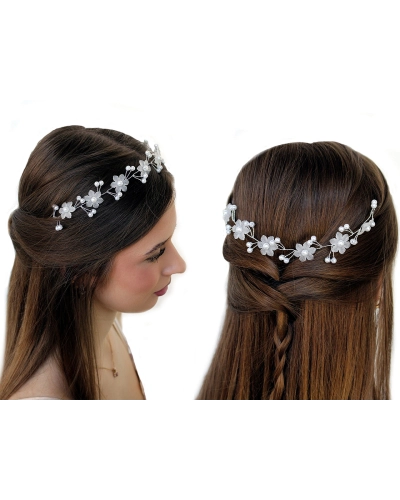 Ornament de par flori cu perle - 1 buc. | Mimib