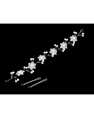 Ornament de par flori cu perle - 1 buc. | Mimib