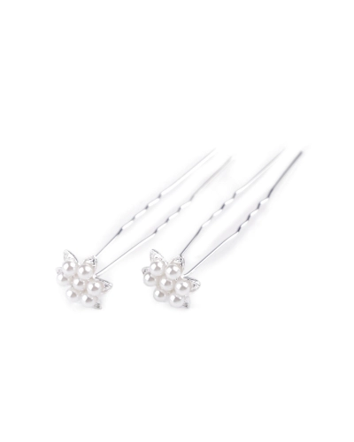Ac de par floare cu perle Ø17 mm - 2 buc. | Mimib