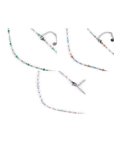 Colier din oțel inoxidabil cu strasuri - 1 buc. | Mimib