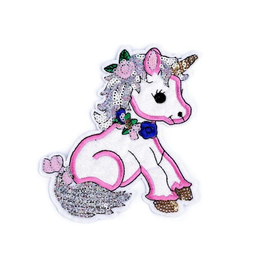 Aplicație termoadezivă cu paiete unicorn - 1 buc. | Mimib
