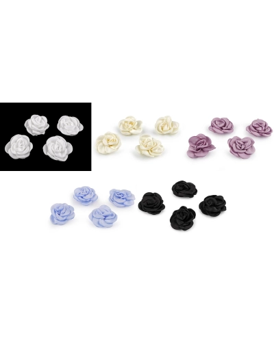 Trandafir satinat pentru coasere si lipire Ø5, 6 cm - 4 buc. | Mimib