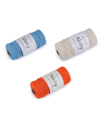 Fire de tricotat din bumbac macrame Naty Ø3 mm - 1 buc. | Mimib
