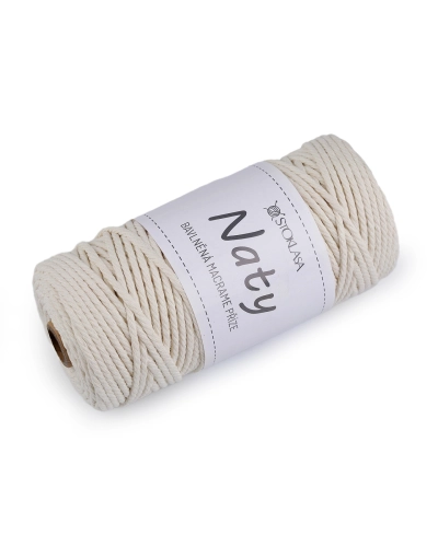 Fire de tricotat din bumbac macrame Naty Ø3 mm - 1 buc. | Mimib