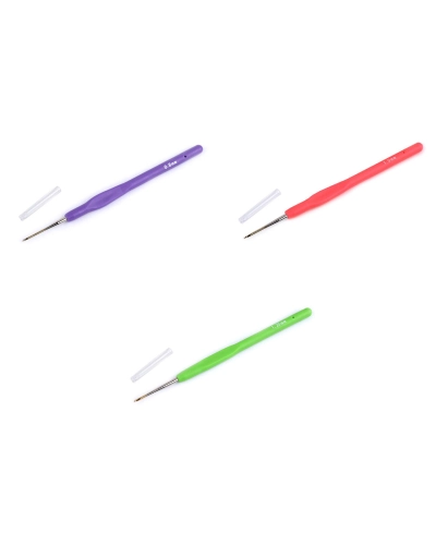 Croșete cu mâner din silicon, vârf auriu - 0,5, 0,6, 0,8, 1, 1.25 - 1 buc. | Mimib