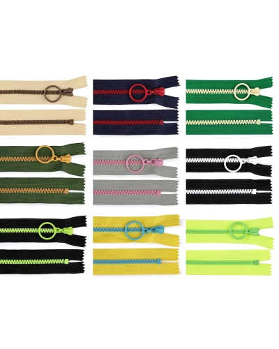 Fermoar din plastic colorat No 5 lungime 15 cm cu cursor decorativ - 1 buc. | Mimib