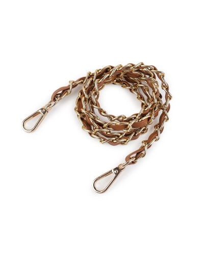 Curea din piele cu lant si carabine, pentru genti si telefoane mobile, latime 2 cm - 1 buc. | Mimib