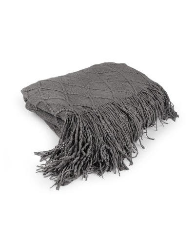 Pătură tricotată / pled cu franjuri 130x155 cm - 1 buc. | Mimib