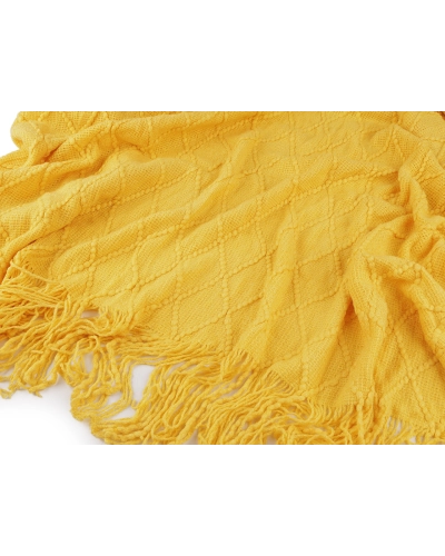 Pătură tricotată / pled cu franjuri 130x155 cm - 1 buc. | Mimib
