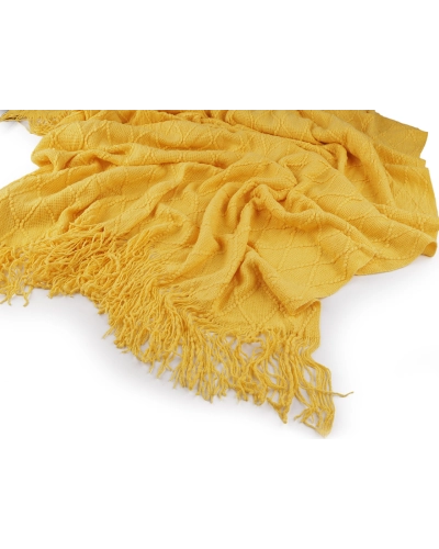 Pătură tricotată / pled cu franjuri 130x155 cm - 1 buc. | Mimib