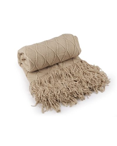 Pătură tricotată / pled cu franjuri 130x155 cm - 1 buc. | Mimib