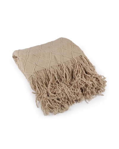 Pătură tricotată / pled cu franjuri 130x155 cm - 1 buc. | Mimib