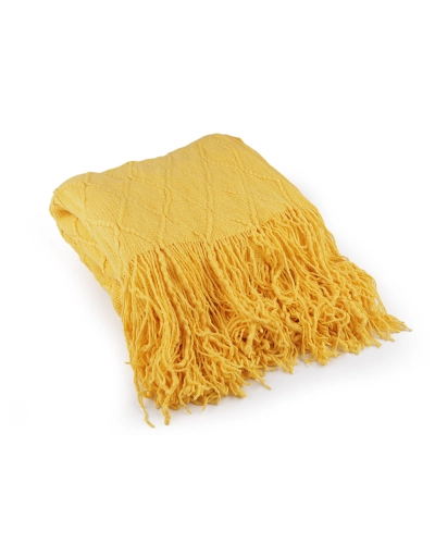 Pătură tricotată / pled cu franjuri 130x155 cm - 1 buc. | Mimib