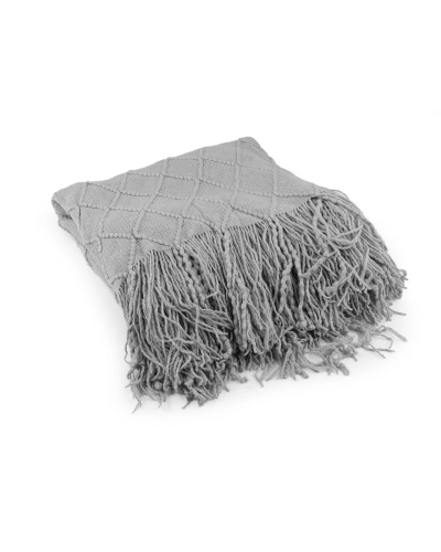 Pătură tricotată / pled cu franjuri 130x155 cm - 1 buc. | Mimib