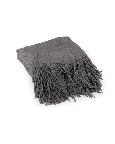 Pătură tricotată / pled cu franjuri 130x155 cm - 1 buc. | Mimib