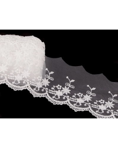 Dantelă brodată pe organza, lățime 70 mm - 13.5 m | Mimib