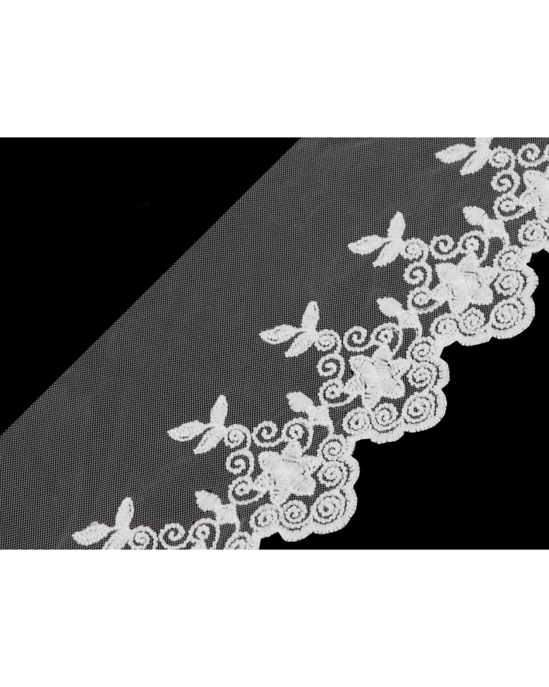 Dantela brodata pe organza, latime 90 mm - 13.5 m | Mimib