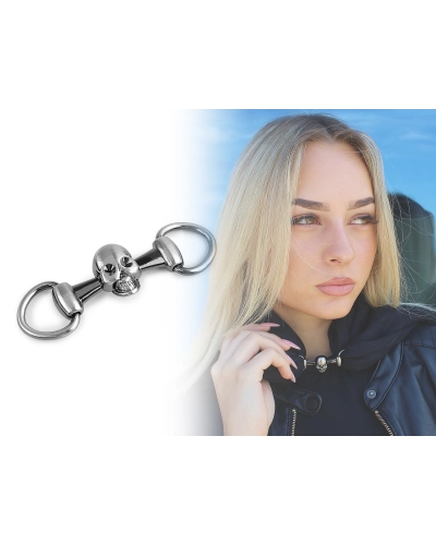 Cataramă metalică / craniu decorativ pentru motocicliști 22x76 mm - 1 buc. | Mimib
