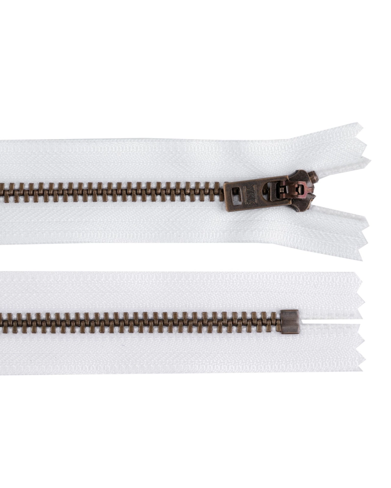 Fermoar metalic YKK No 5 lungime 18 cm alamă veche (blugi) - 1 buc. | Mimib