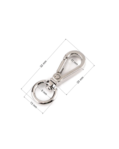 Carabină metalică pivotantă, inel de 9 mm - 1 buc. | Mimib