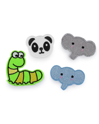 Aplicație termoadezivă panda, elefant, omidă - 10 buc. | Mimib