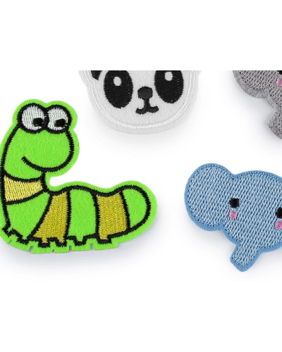 Aplicație termoadezivă panda, elefant, omidă - 10 buc. | Mimib