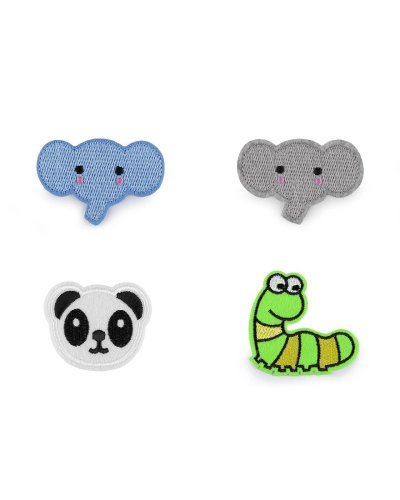 Aplicație termoadezivă panda, elefant, omidă - 10 buc. | Mimib