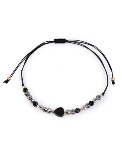Brățară Shamballa cu inimă și strasuri efect AB - 1 buc. | Mimib