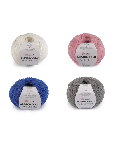 Fir de tricotat Alpaca Gold cu paiete 50 g - 1 buc. | Mimib