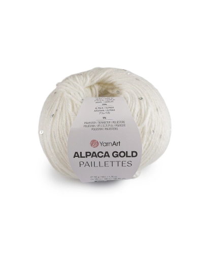 Fir de tricotat Alpaca Gold cu paiete 50 g - 1 buc. | Mimib