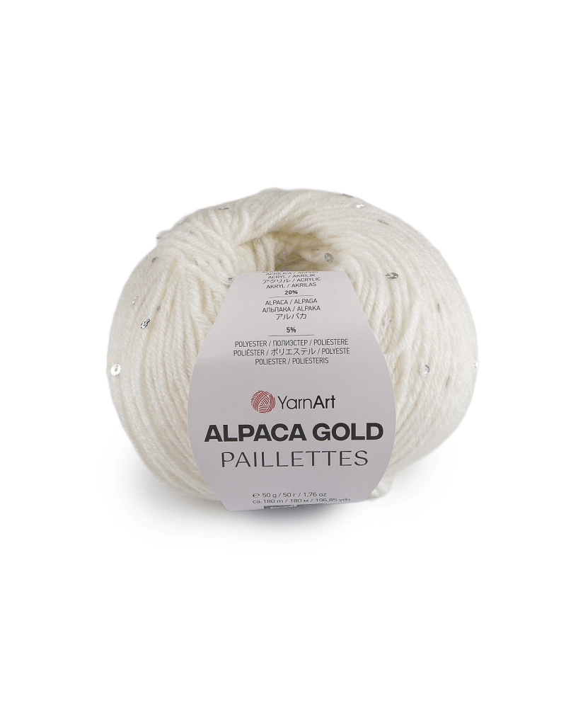 Fir de tricotat Alpaca Gold cu paiete 50 g - 1 buc. | Mimib