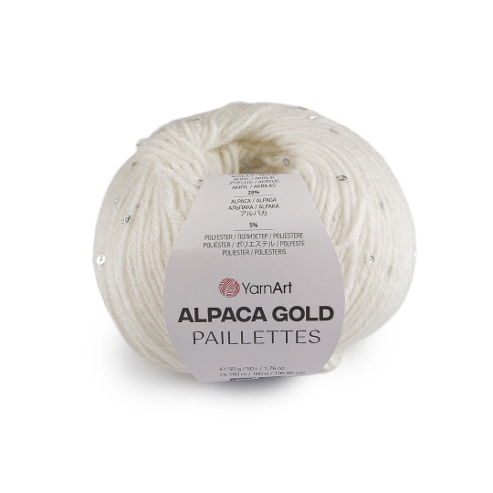 Fir de tricotat Alpaca Gold cu paiete 50 g - 1 buc. | Mimib