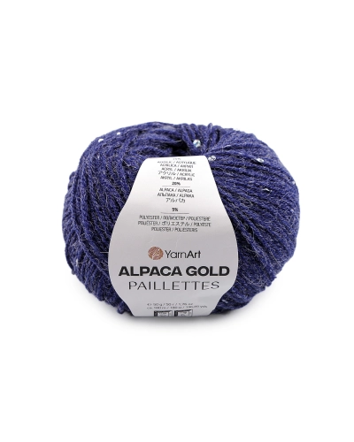 Fir de tricotat Alpaca Gold cu paiete 50 g - 1 buc. | Mimib