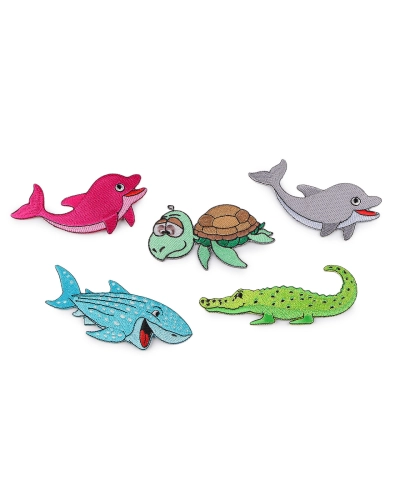 Aplicație termoadezivă broască țestoasă, crocodil, delfin, rechin - 1 buc. | Mimib
