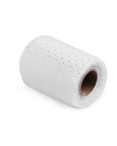 Tylová stuha so striebornými bodkami šírka 10 cm - 22.5 m | Mimib