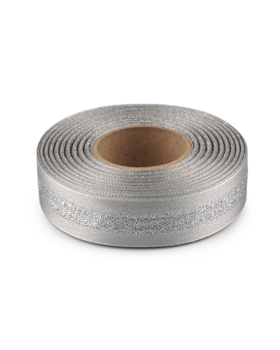 Panglică de satin cu lurex, față-verso, lățime 25 mm - 20 m | Mimib