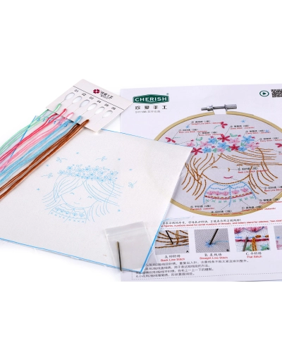 Set cadou de broderie pentru copii cu motiv preimprimat - 1 buc. | Mimib