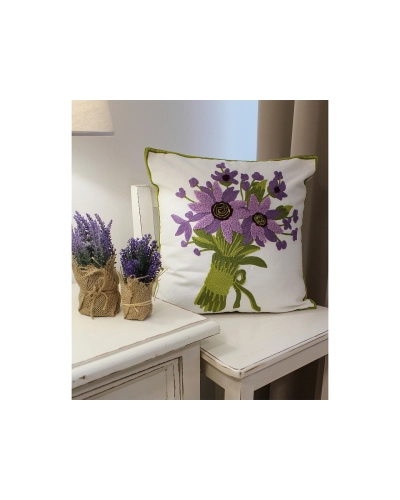 Față de pernă cu flori brodată 45x45 cm - 2 buc. | Mimib