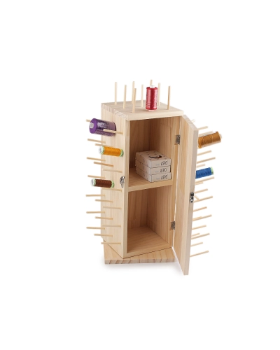 Stand din lemn pentru ațe, rotativ, cu spațiu de depozitare, înălțime 44 cm - 1 buc. | Mimib