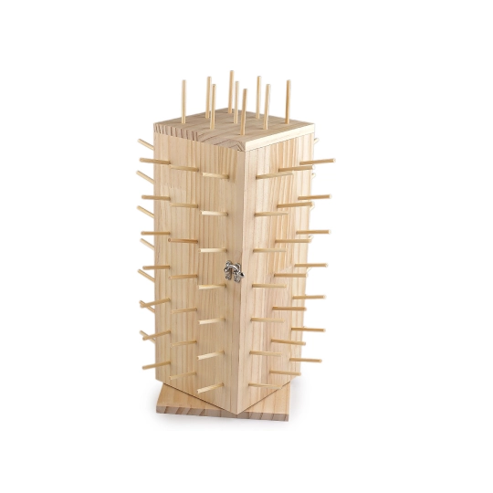 Stand din lemn pentru ațe, rotativ, cu spațiu de depozitare, înălțime 44 cm - 1 buc. | Mimib