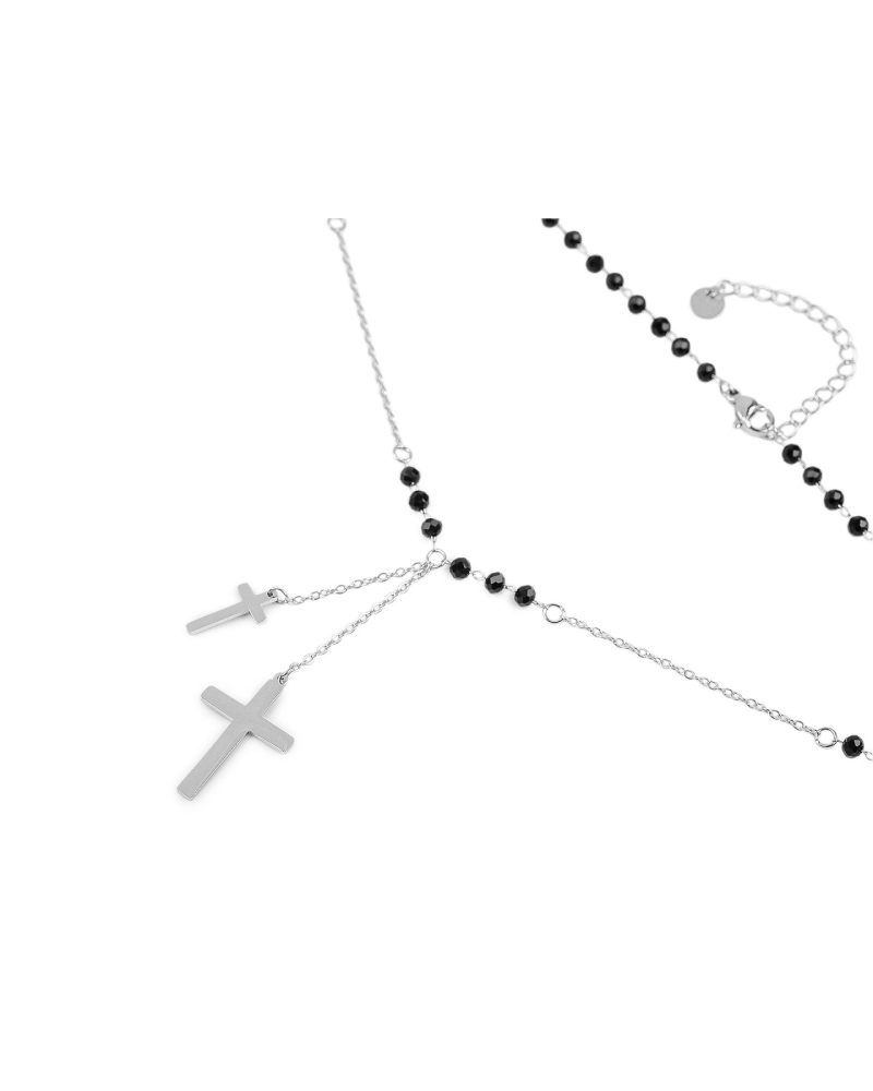 Colier  cu cruce si strasuri din oțel inoxidabil - 1 buc. | Mimib