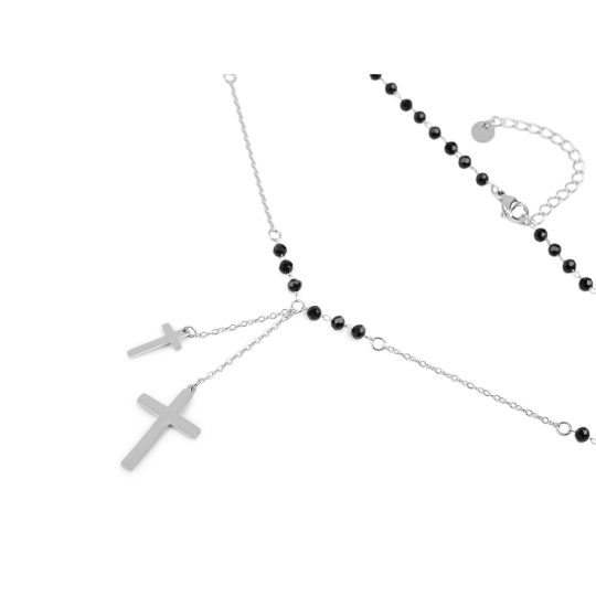 Colier  cu cruce si strasuri din oțel inoxidabil - 1 buc. | Mimib